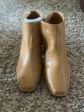 Yellow Box Tan Square-Toe Ankle Booties